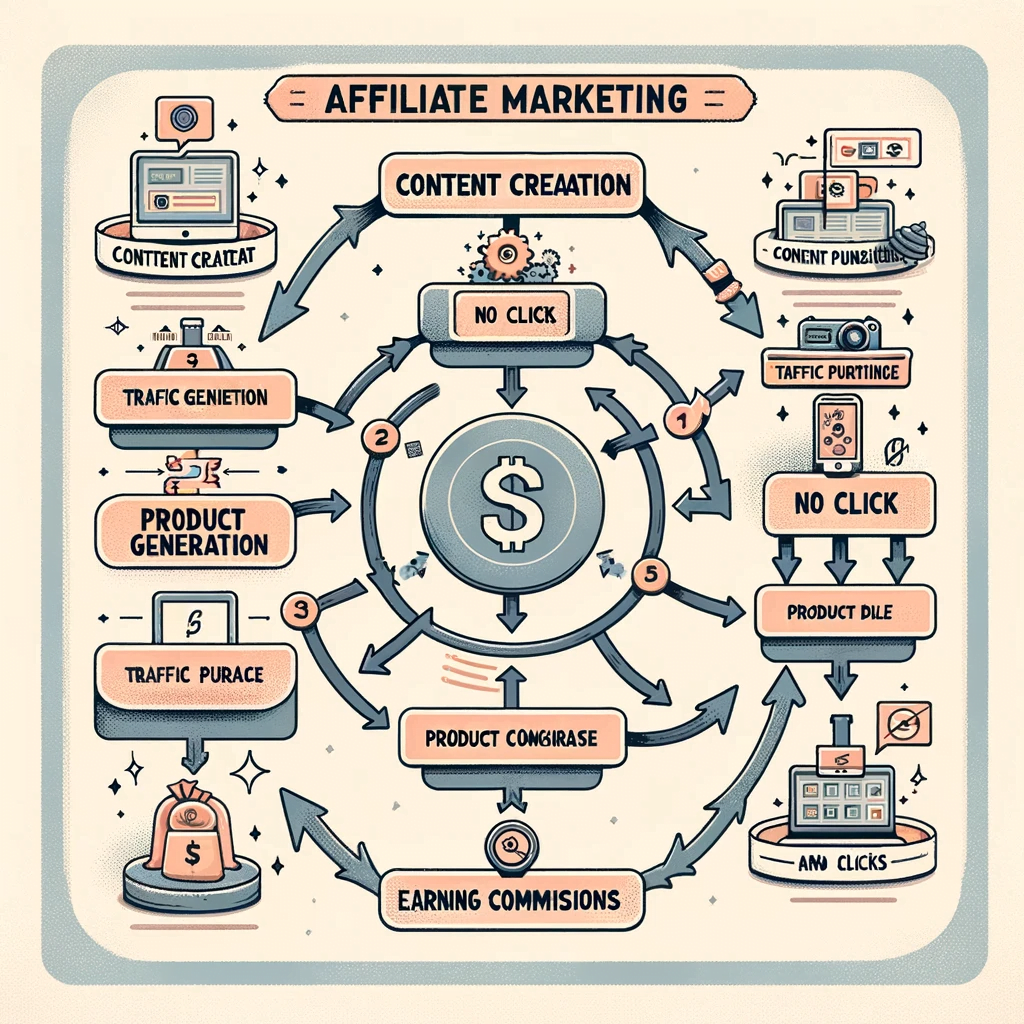 A detailed flowchart illustrating the affiliate marketing process